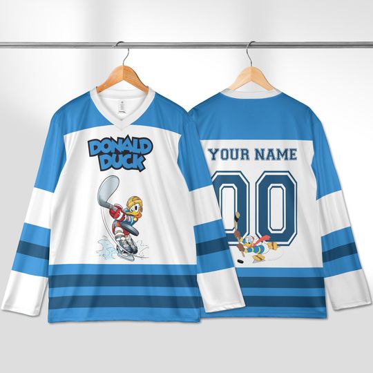 Discover Personalized Donald Duck Hockey Jersey, Custom Disney Shirt, Donald Sports Outfit
