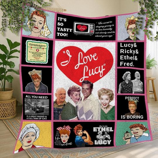 I Love Lucy Vintage Personalized Fleece Blanket for Christmas and Gift