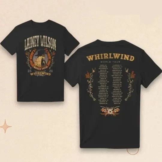 Discover New!!! Lainey Wilson Whirlwind World Tour Horseshoe 2025-2026 Merch T-Shirt