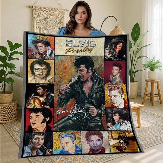 Elvis Presley Vintage Fleece Blanket for Christmas and Gifts