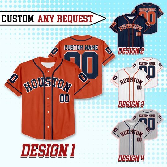 Discover Custom Houston Baseball Team Baseball Jersey, Personalized Name And Number Jersey Uniform, Baseball Fans Jersey, Game Day Jersey