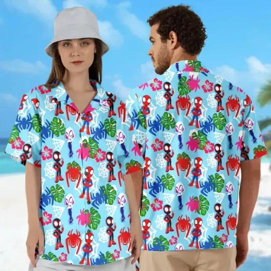 Discover Spider And Friends Hawaiian Shirt, Gift for Fan