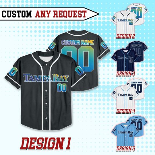 Discover Custom Tampa Bay Baseball Team Baseball Jersey, Personalized Name And Number Jersey Uniform, Baseball Fans Jersey, Game Day Jersey 12425MD12
