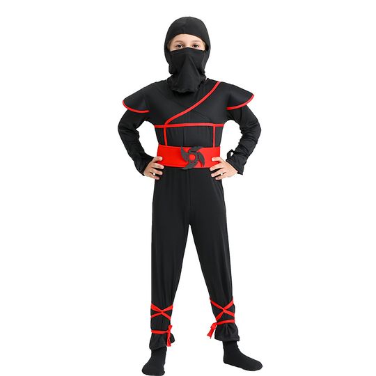Discover Japanese Samurai Ninja Cosplay Costume for Boy Halloween Carnival Black Red Ninja Warrior Assassin Outfit for Kids Best Gift
