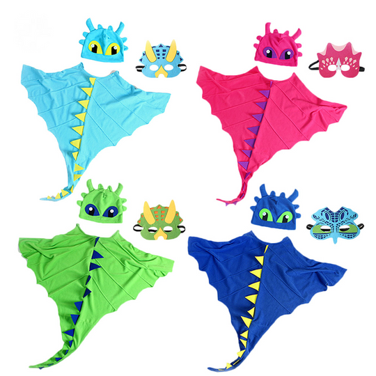 Discover Cute Dinosaur Cape Hood Mask Set Polar Fleece Boy Girl Toothless Dragon Cosplay Costume Performance Clothes Birthday Party Gift