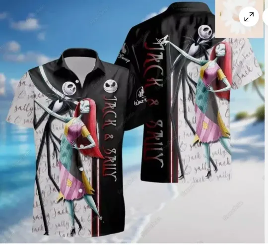 Halloween Jack And Sally Hawaiian Shirt, Gift for Fan