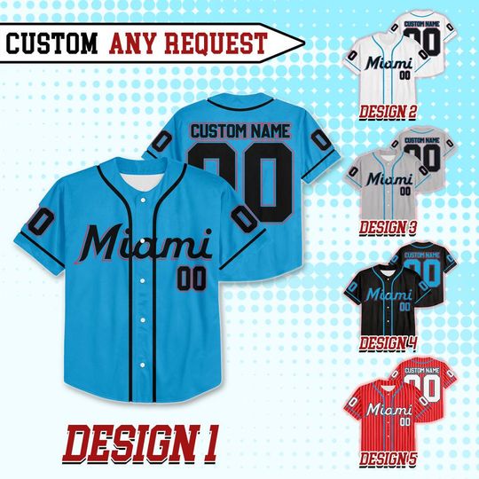 Discover Custom Miami Baseball Team Jersey, Custom Name & Number Miami Baseball Jersey Uniform, Jersey For Fan, Baseball Lovers