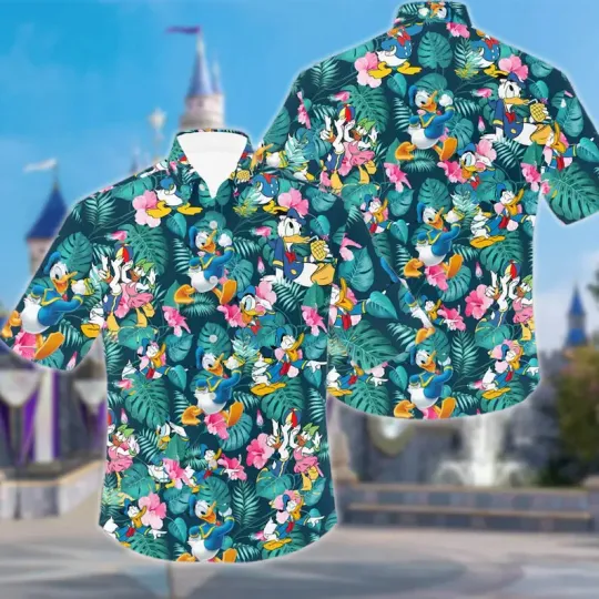 Discover Donald Duck With Flowers Hawaiian Shirt, Gift for Fan