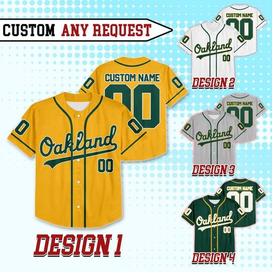 Discover Custom Oakland Baseball Team Baseball Jersey, Personalized Name And Number Jersey Uniform, Baseball Fans Jersey, Game Day Jersey