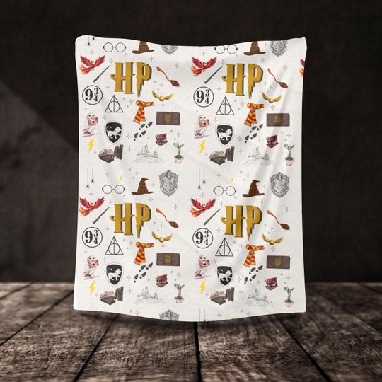 Discover Wizard School Icons Velveteen Plush Blanket | HP book fan gift, Wizard school gift