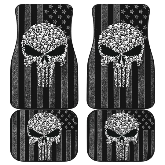 The Punisher Car Floor Mats with American Flag Design