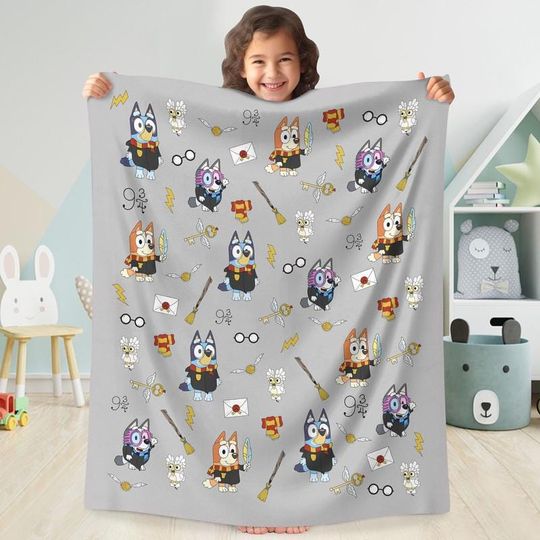 Discover BlueyDad Harry Potter Fleece Blanket, BlueyDad Friends Magic Blanket, Cartoon BlueyDad Blanket, BlueyDad Wizard School Blanket, BlueyDad Characters Blanket