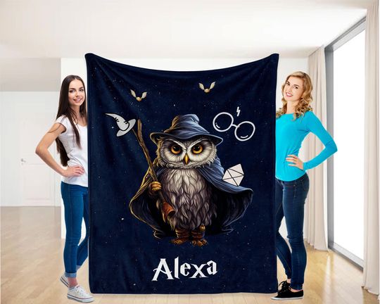 Discover Magic Wizard, Custom Starry Night Blanket, Christmas Gifts, Wizard Blanket, Magic School,  Custom Name Blanket, Fantasy Throw, Vacation Gift