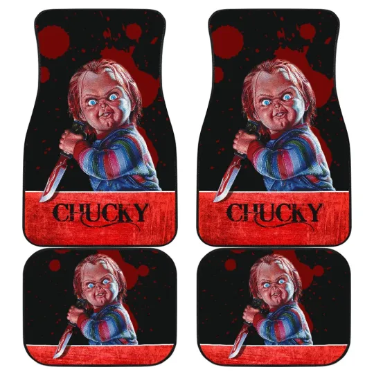 Chucky Child's Play Blood Horror Car Floor Mat Front and Back Halloween Vehicle Decor