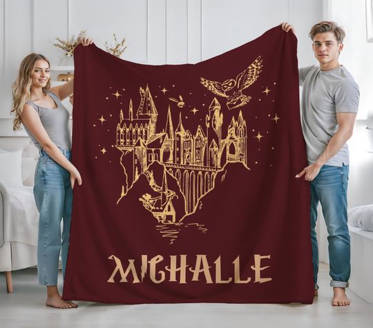 Discover Wizard Blanket with Name, Custom Christmas Gift, Starry Night Blanket, Magic Wizard Throw, Best Fan Gift, Magic School