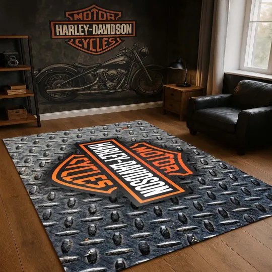 Discover Motorcycle Lover Rug, Custom Biker Floor Mat, Stylish Home Decor