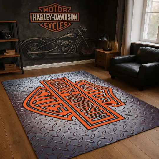 Discover Motorbike Inspired Area Rug Garage Biker Themed Home Decor