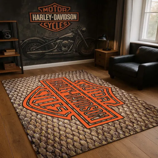 Discover Legend American Motorcycle Rug, Vintage Biker Floor Mat, Custom Area Rug for Home & Living