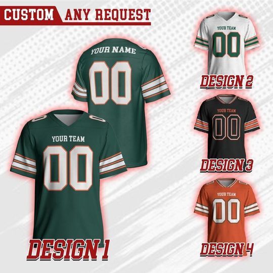 Custom Miami College Football Jersey, Custom Team Name Number Uniform Football Jersey, Hurricane College Football