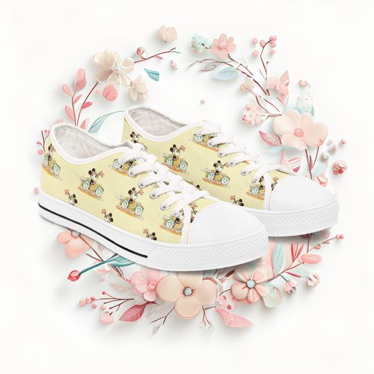 Discover Disney Mickey Mouse Race Car Inspired Women's Low Top Sneakers for Theme Park and Vacation