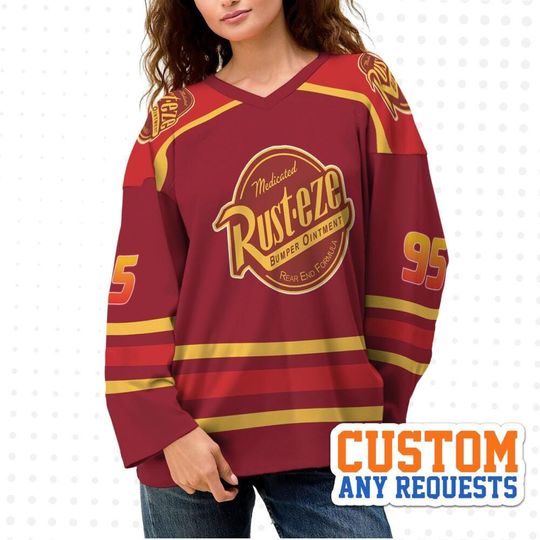 Discover Custom Cars Rust Eze Lace Up Hockey Jersey, Kid Adult Matching Hockey Jersey, Disneyland Family