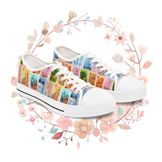 Discover Disney Women's Sneakers, Theme Park Fun Shoes, Cute Low Top Tennis Shoes, Disney Fan Gift, Disney Vacation Sneakers