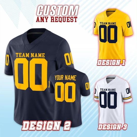 Discover Custom Michigan College Football Jersey, Custom Team Name Number Uniform Football Jersey, Wolverine College Football