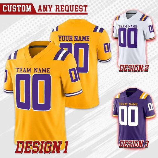 Discover Custom Louisiana College Football Jersey, Custom Team Name Number Uniform Football Jersey, Tiger College Football