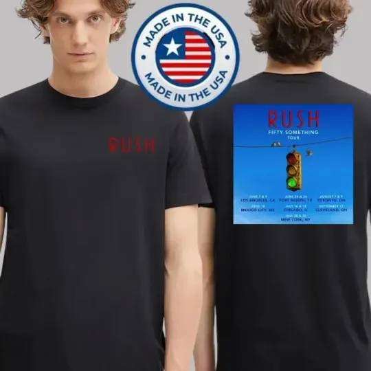 Discover Rush Fifty Something Tour 2026 Dates List Inspired Double Sided T-Shirt