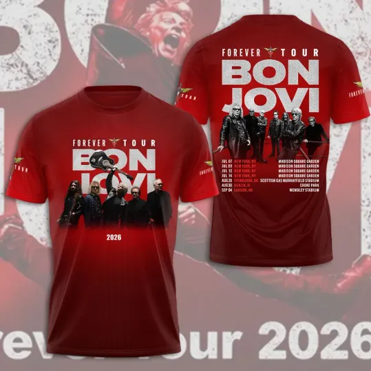 Discover Bon Jovi Forever Tour 2026 3D T-Shirt
