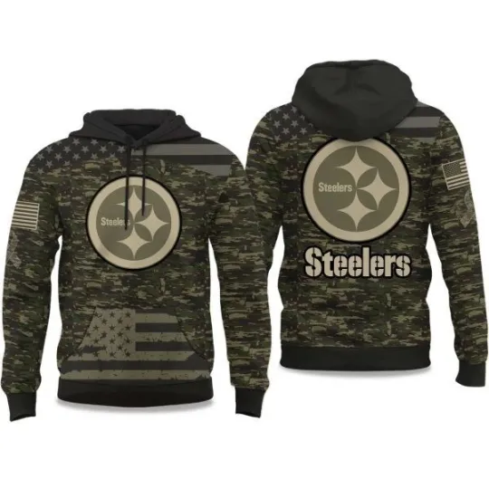 Discover 2025 Steelerr Salute to Service Camo Hoodie