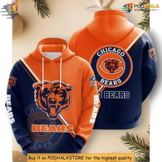 Discover Official Logo Concept Chicago Football Team Bearss Graphic Hoodie Team Print 3D