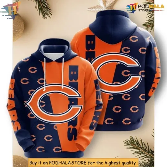 Discover Holiday Gift Design Chicago Football Team Bearss Christmas Hoodie Custom 3D Print