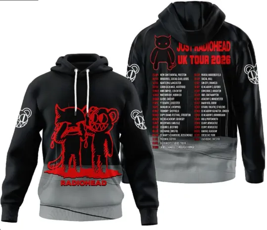 Discover Radio-head Just UK Tour 2026 Celebrating With Schedule Hoodie 3D