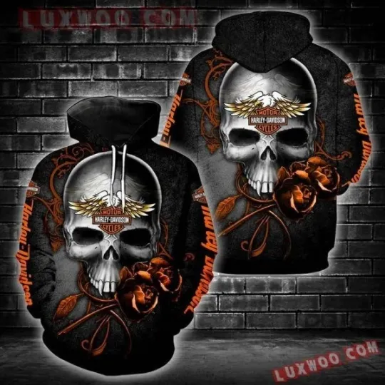 Discover Harley Motor Racing Davidsonn Men's 3D Winged Skull &amp