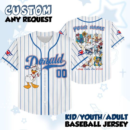 Discover Disney Cruise Donald Baseball Jersey, Mickey And Friends Donald Cruise Trip Jersey, Custom Disney Cruise Shirt 2025, Fantasy Cruise Jersey