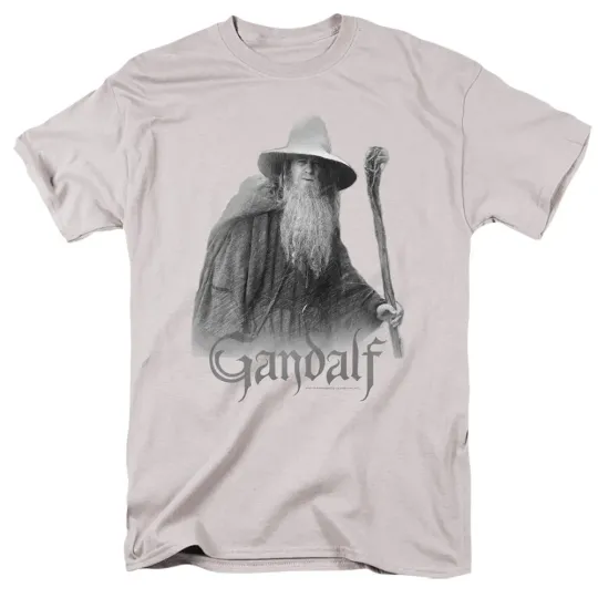 Discover Lord of the Rings Gandalf The Grey Mens T Shirt Silver Officially Licensed