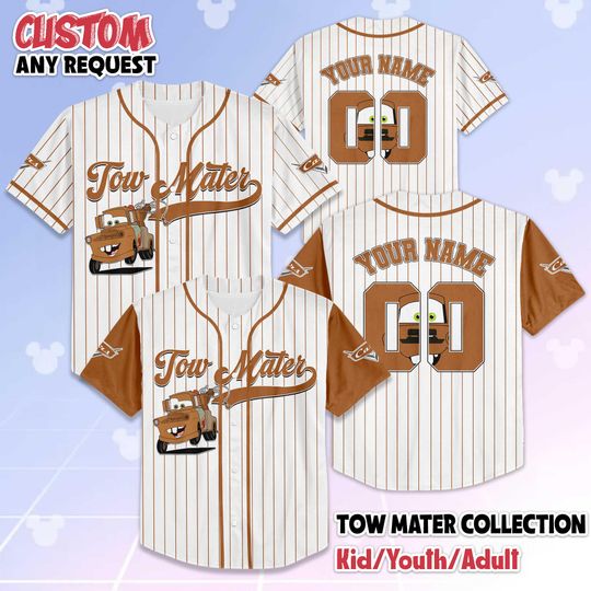 Discover Custom Tow Mater Baseball Jersey, Disney Cars Jersey Shirt, Disney Family Shirts, Matching Team Outfit, Birthday Gift