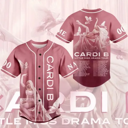 Discover Cardi B Little Miss Drama Tour 2026 Unisex Baseball Jersey