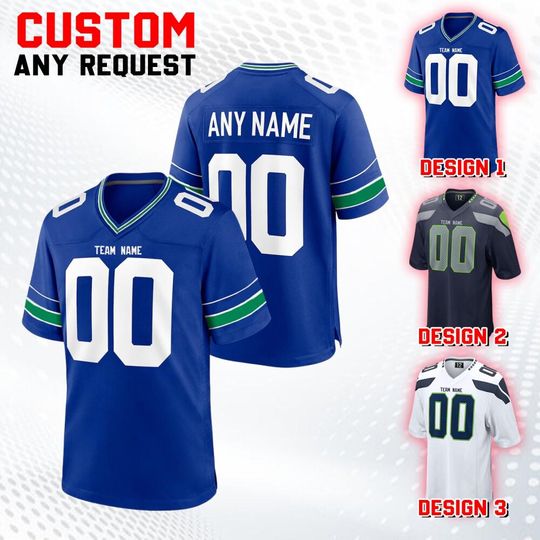 Discover Custom Professional Team Seattle Football Jersey Collection, Game Draft Jersey For Adult Kid, Custom American Football Jersey 30825DN39
