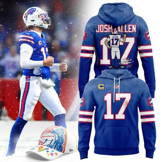 Billss Josh Allen 17 Blue Hoodie