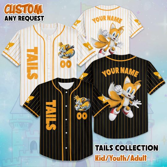 Discover Custom Tails Baseball Jersey, Sonic The Hedgehog Tails Jersey Shirt, Baseball Team Outfit, Gift For Fans
