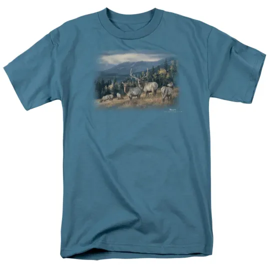 Discover Wildlife Autumn Gold Elk Men's T-Shirt Slate