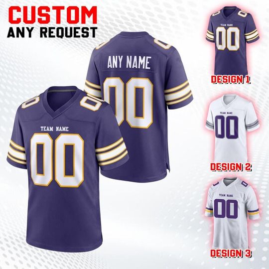 Discover Custom Team Minnesota Football Jersey Collection, Game Draft Jersey For Adult Kid, Custom American Football Jersey
