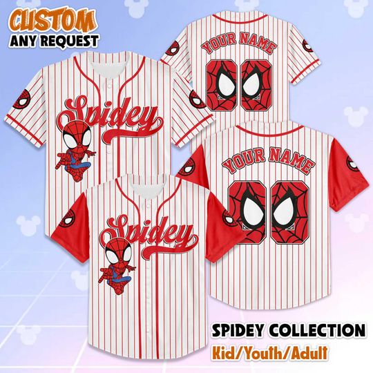 Discover Custom Spidey and His Amazing Friends Baseball Jersey, Disney Spidey Jersey Shirt, Disney Family Shirts, Matching Team Outfit, Birthday Gift