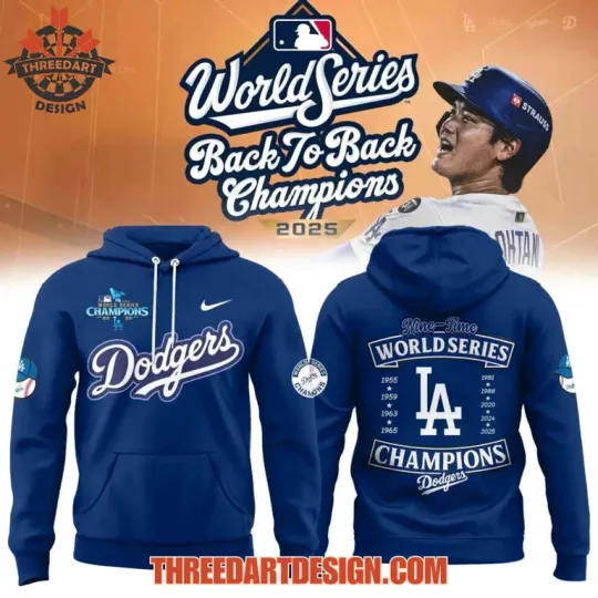 Discover Hello Kitty x Dodgers Nine Time World Series Champs 3D Hoodie 2026 Cute Fan Gear