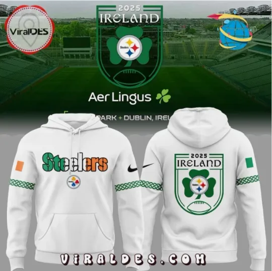 Discover Steeler Dublin Game 2025 White 3D Hoodie Gift For Valentine