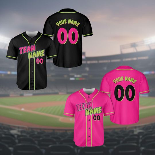 Discover Custom Black Pink Baseball Jersey, Funny Monkey Team Shirt, Personalized Name & Number For Family And Friends Team