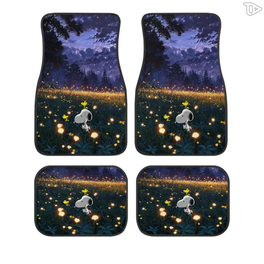 Discover Cute Cartoon Dog Night Scene Car Floor Mats