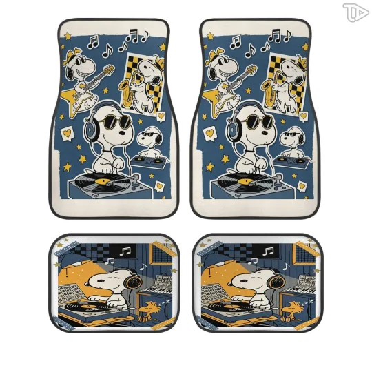 Discover DJ Cartoon Dog Car Floor Mats, Music Lover Auto Decor